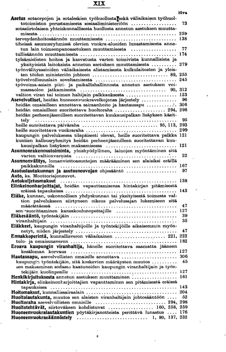 .. 138 tiheissä asumusryhmissä olevien vuokra-alueiden lunastamisesta annetun lain toimeenpanoasetuksen muuttamisesta... 77 tullisäännön muuttamisesta.