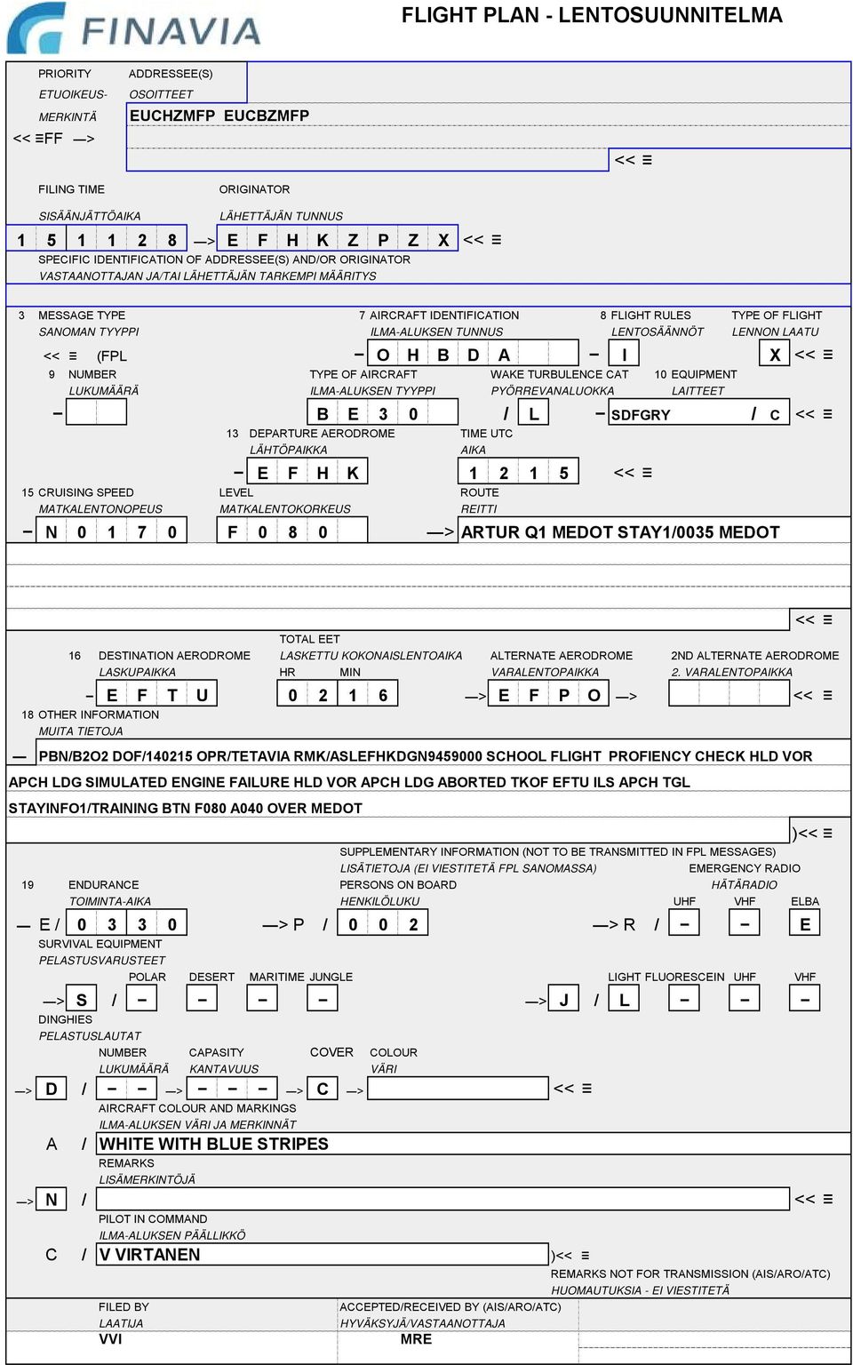 CHECK HLD VOR APCH LDG SIMULATED ENGINE FAILURE HLD VOR APCH LDG ABORTED TKOF EFTU ILS APCH TGL STAYINFO1/TRAINING BTN F080