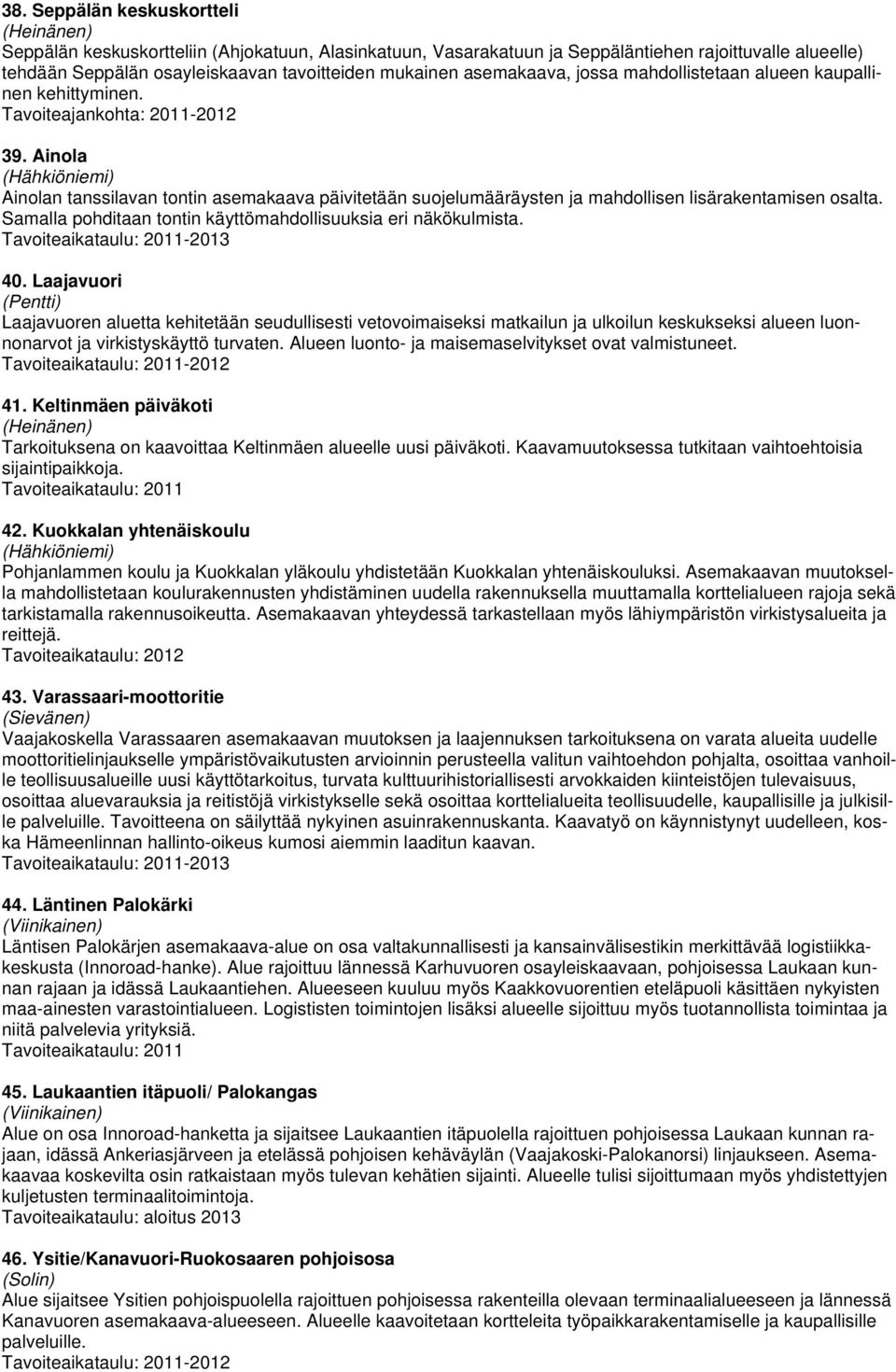 Ainola Ainolan tanssilavan tontin asemakaava päivitetään suojelumääräysten ja mahdollisen lisärakentamisen osalta. Samalla pohditaan tontin käyttömahdollisuuksia eri näkökulmista. -2013 40.