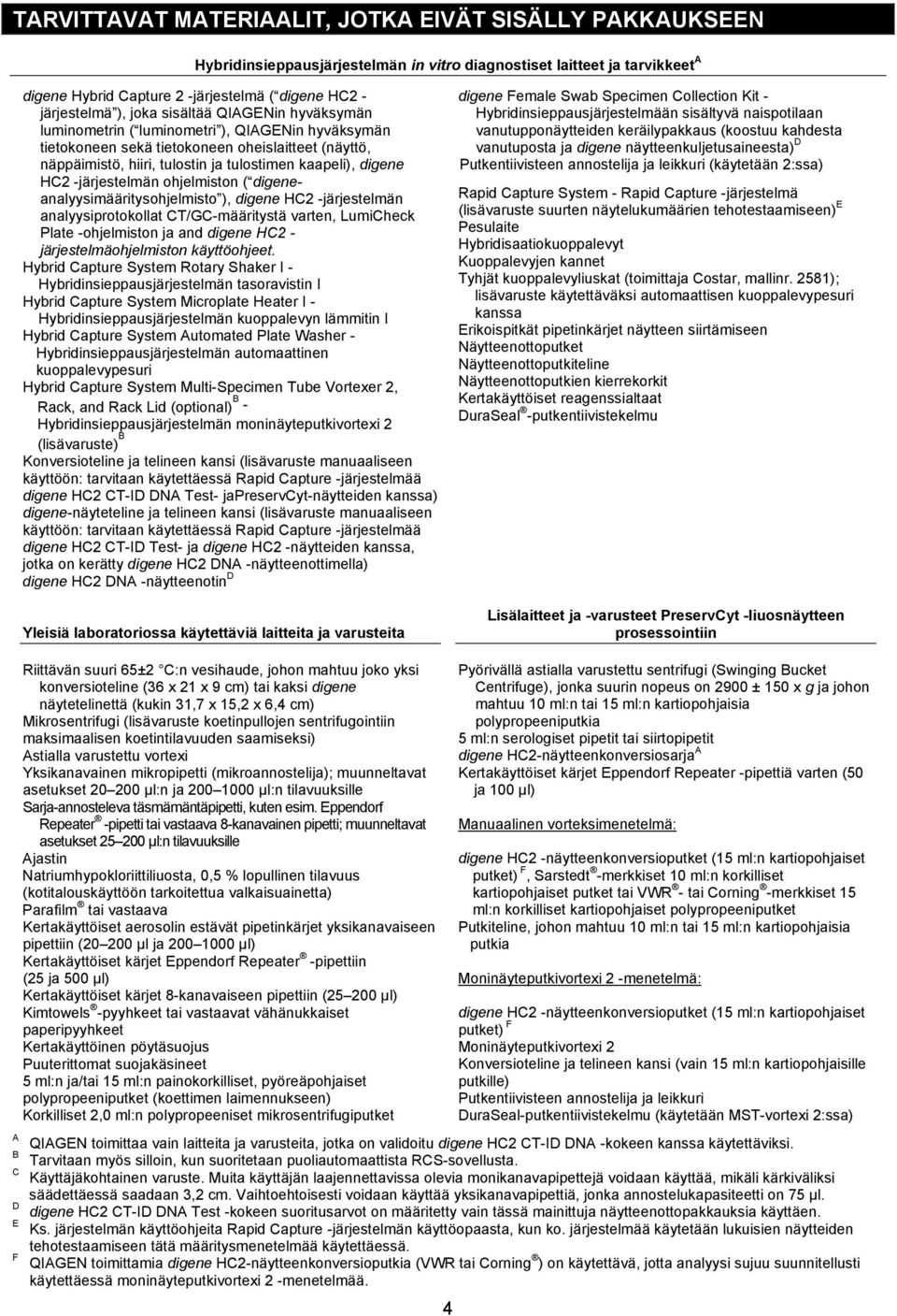 -järjestelmän ohjelmiston ( digeneanalyysimääritysohjelmisto ), digene HC2 -järjestelmän analyysiprotokollat CT/GC-määritystä varten, LumiCheck Plate -ohjelmiston ja and digene HC2 -