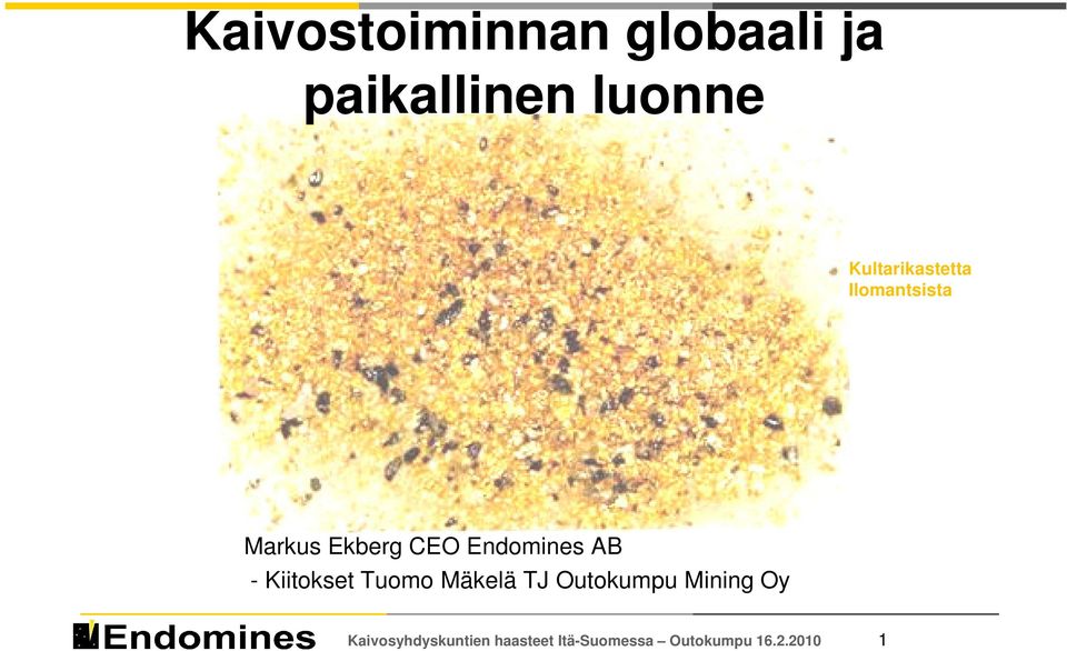 Endomines AB - Kiitokset Tuomo Mäkelä TJ Outokumpu