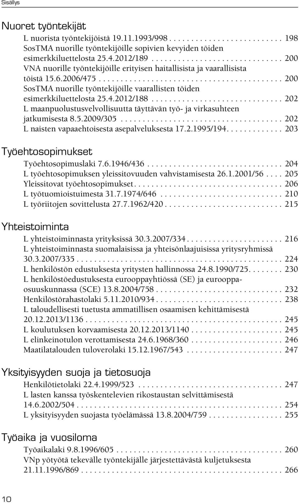 ......................................... 200 SosTMA nuorille työntekijöille vaarallisten töiden esimerkkiluettelosta 25.4.2012/188.