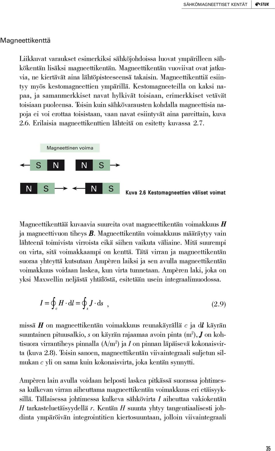 Kestomagneeteilla on kaksi napaa, ja samanmerkkiset navat hylkivät toisiaan, erimerkkiset vetävät toisiaan puoleensa.