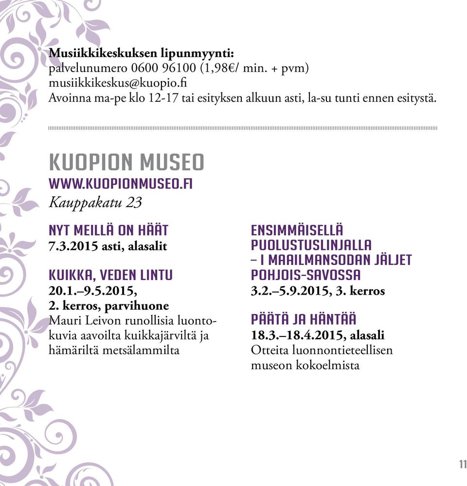 3.2015 asti, alasalit KUIKKA, VEDEN LINTU 20.1. 9.5.2015, 2.