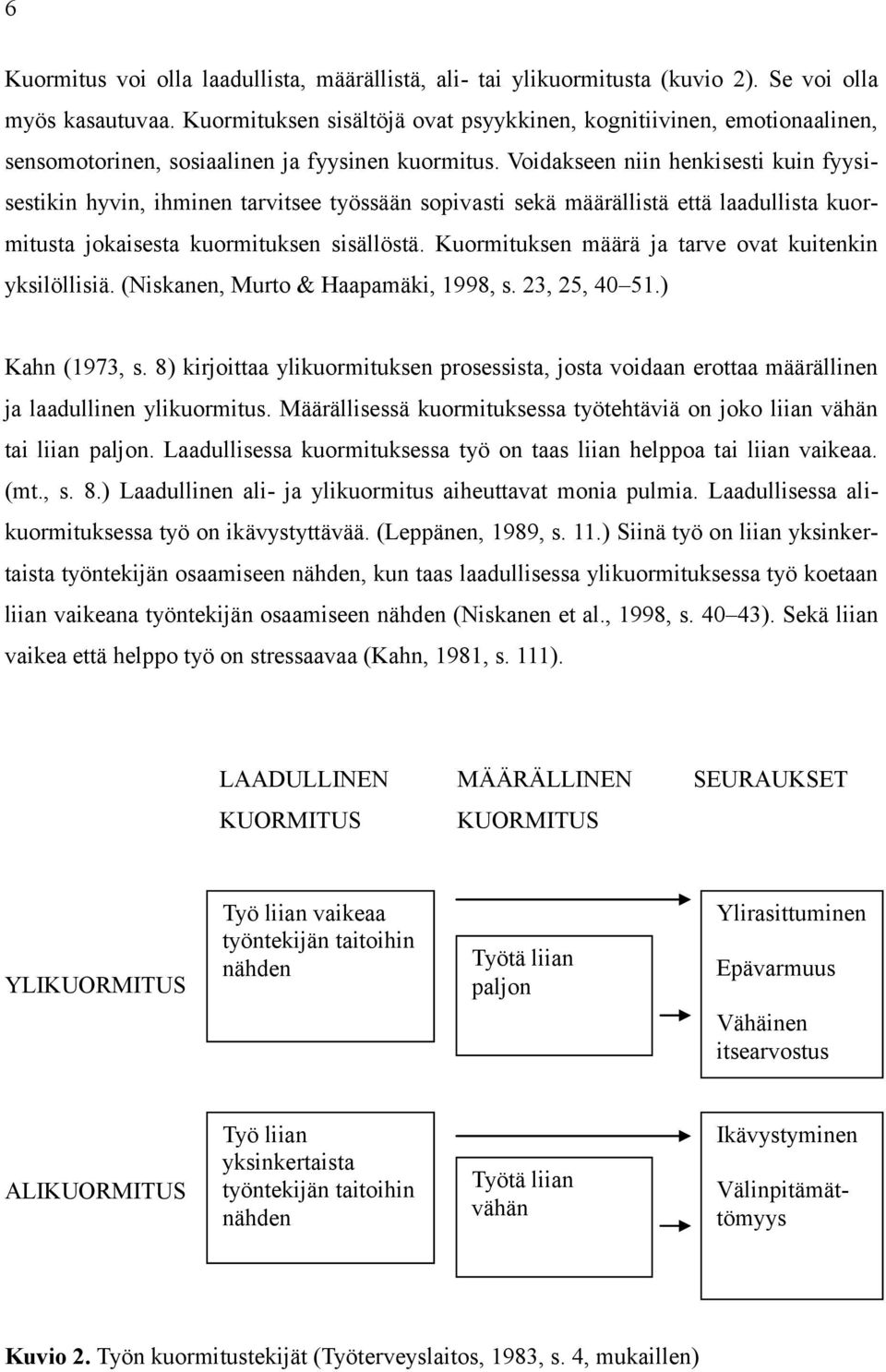 Voidakseen niin henkisesti kuin fyysisestikin hyvin, ihminen tarvitsee työssään sopivasti sekä määrällistä että laadullista kuormitusta jokaisesta kuormituksen sisällöstä.