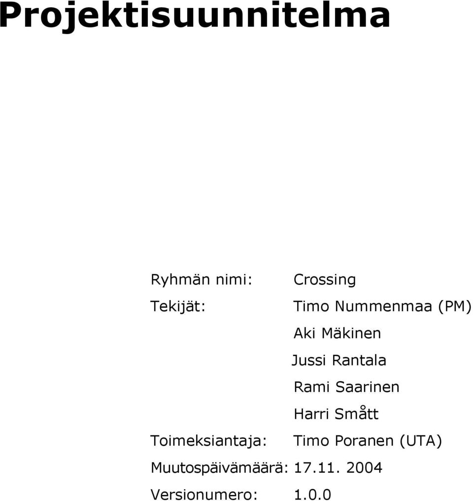 Saarinen Harri Smått Toimeksiantaja: Timo Poranen