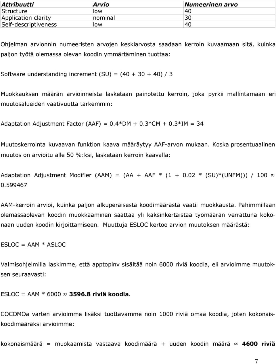 mallintamaan eri muutosalueiden vaativuutta tarkemmin: Adaptation Adjustment Factor (AAF) = 0.4*DM + 0.3*CM + 0.3*IM = 34 Muutoskerrointa kuvaavan funktion kaava määräytyy AAF-arvon mukaan.