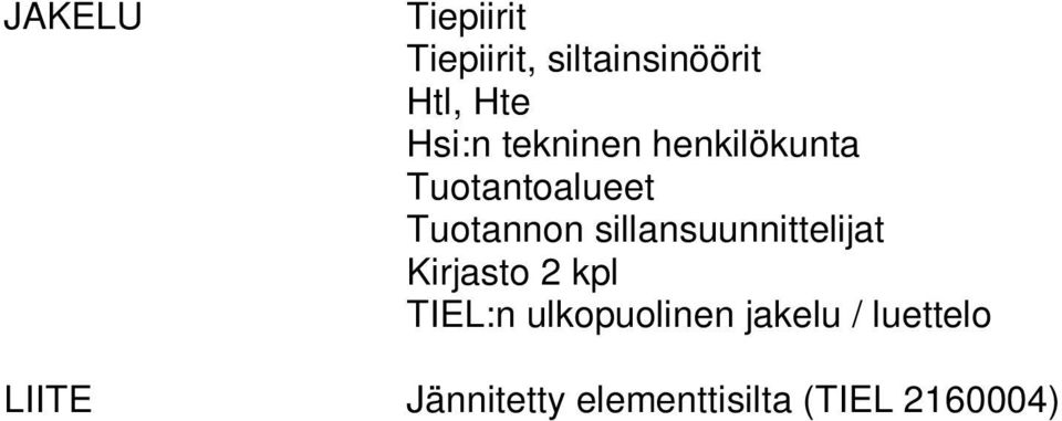 sillansuunnittelijat Kirjasto 2 kpl TIEL:n ulkopuolinen