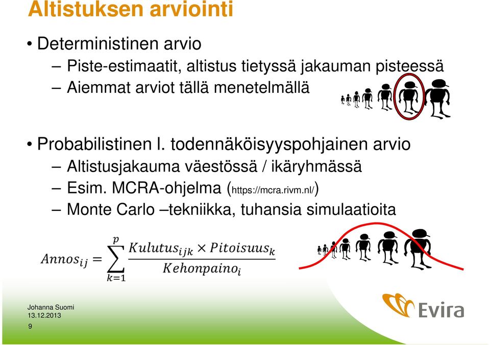 l. todennäköisyyspohjainen arvio Altistusjakauma väestössä / ikäryhmässä Esim.