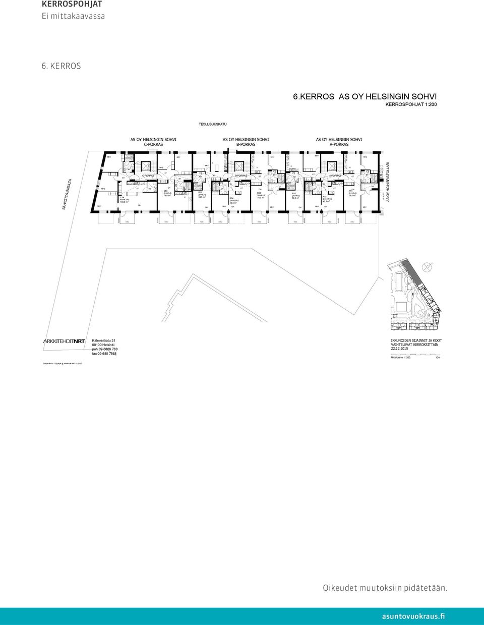 ERROS AS OY HESINGIN SVI ERROSJAT 1:200 TEOISUUATU AS OY HESINGIN SVI AS OY HESINGIN SVI AS OY HESINGIN SVI MH3 () () SÄHÖTTÄJÄNSITA WC C54 4H++S 105,0 m 2 C53 3H++S B35 2H++S B33 3H++S B34 2H++S A16