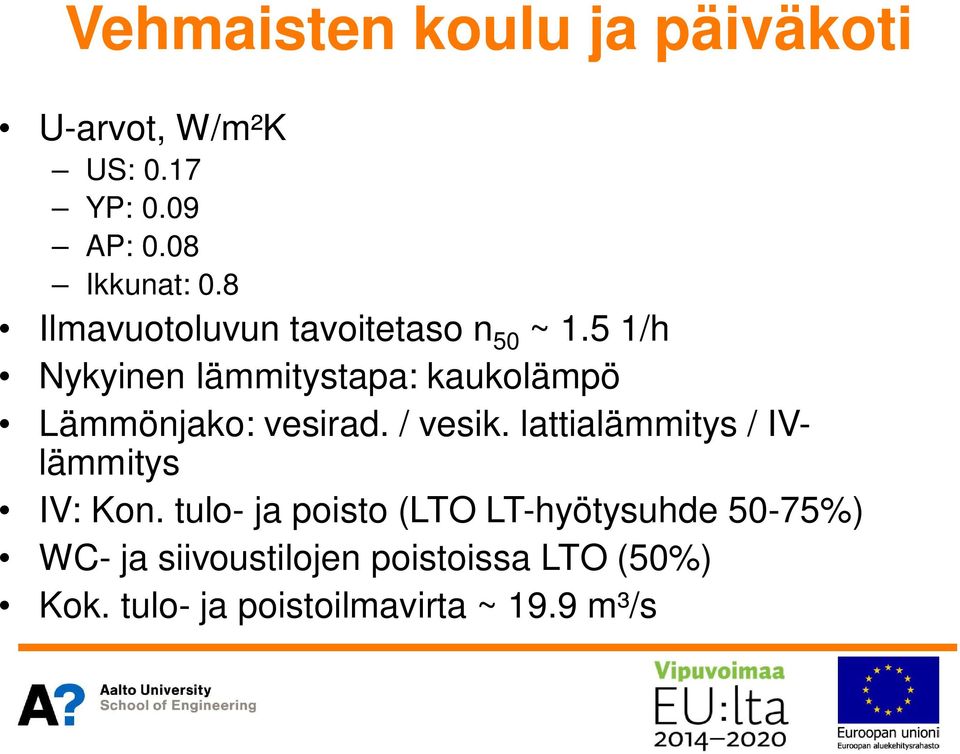 5 1/h Nykyinen lämmitystapa: kaukolämpö Lämmönjako: vesirad. / vesik.