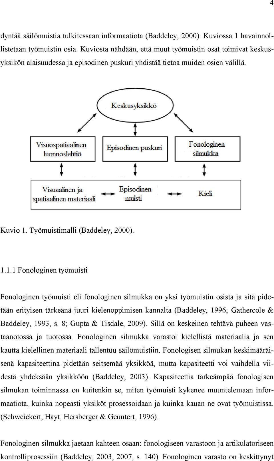 Työmuistimalli (Baddeley, 2000). 1.