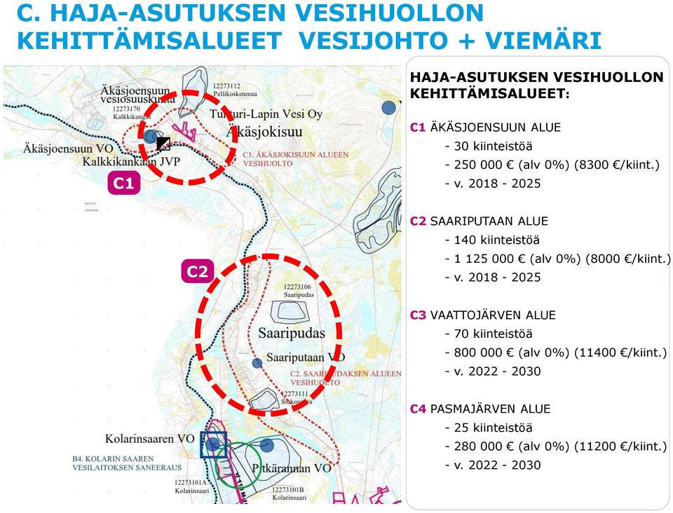 2018-2025 C2 C2 SAARIPUTAAN ALUE - 140 kiinteistöä - 1 125 000 (alv 0%) (8000 /kiint.) - v.