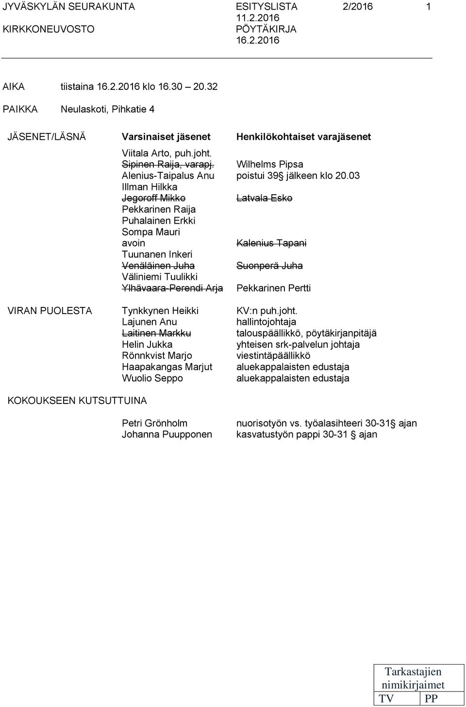 Wilhelms Pipsa Alenius-Taipalus Anu poistui 39 jälkeen klo 20.