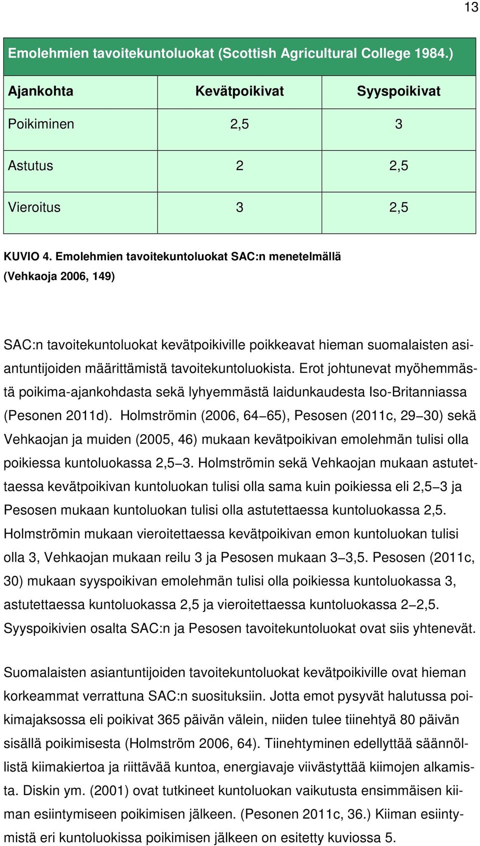 Erot johtunevat myöhemmästä poikima-ajankohdasta sekä lyhyemmästä laidunkaudesta Iso-Britanniassa (Pesonen 2011d).