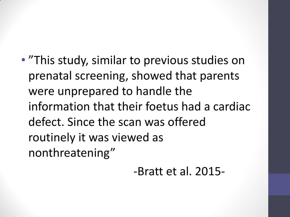 that their foetus had a cardiac defect.