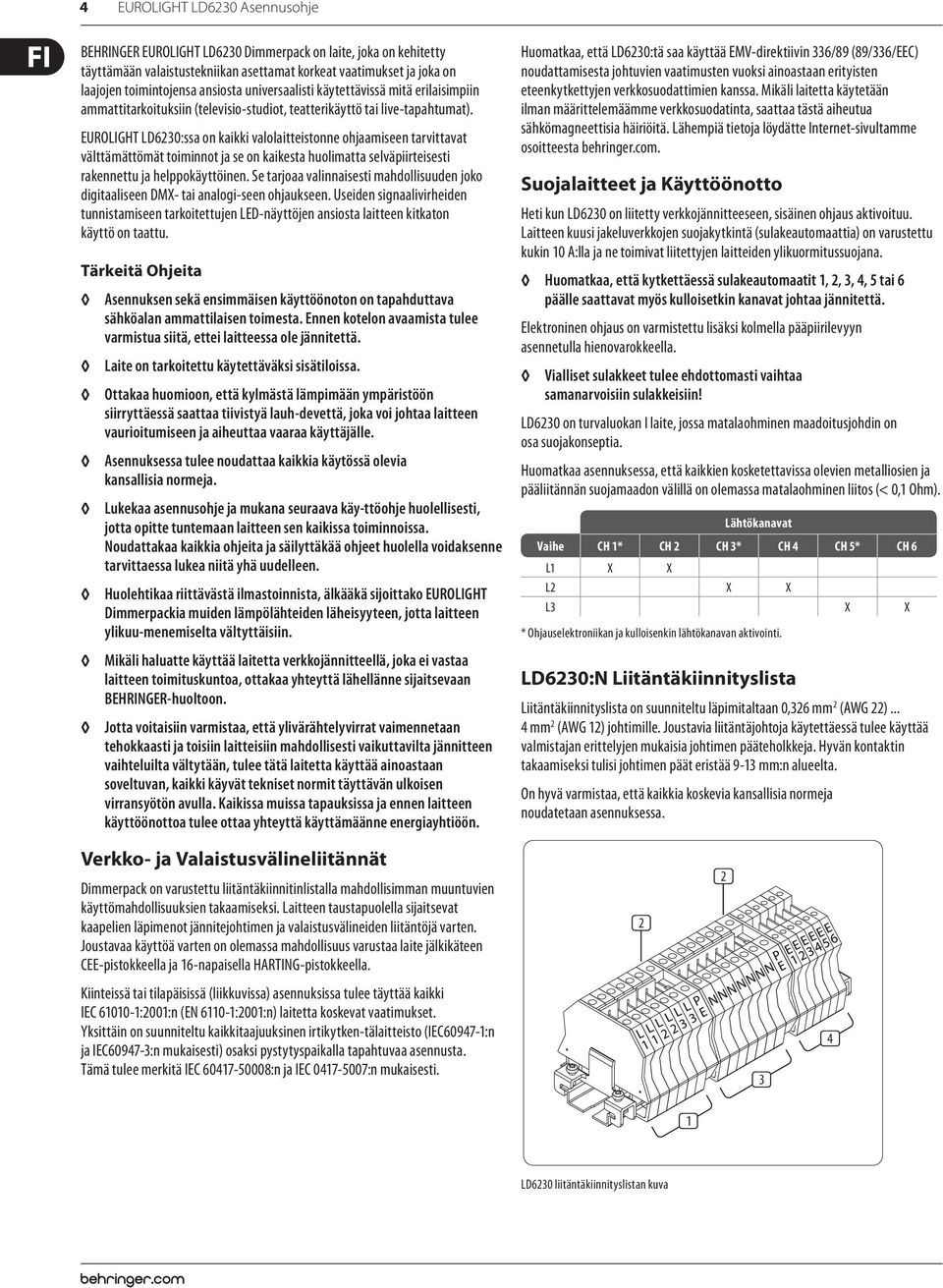 EUROLIGHT LD6230:ssa on kaikki valolaitteistonne ohjaamiseen tarvittavat välttämättömät toiminnot ja se on kaikesta huolimatta selväpiirteisesti rakennettu ja helppokäyttöinen.