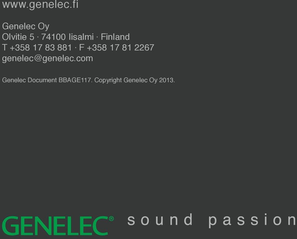 F +358 17 81 2267 genelec@genelec.