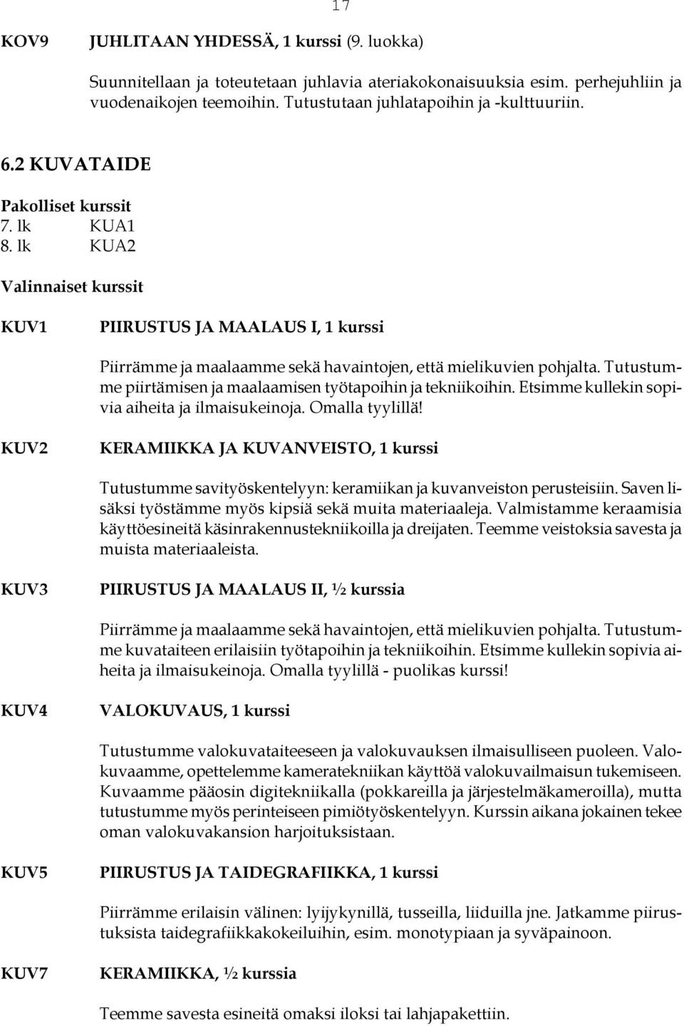 Tutustumme piirtämisen ja maalaamisen työtapoihin ja tekniikoihin. Etsimme kullekin sopivia aiheita ja ilmaisukeinoja. Omalla tyylillä!