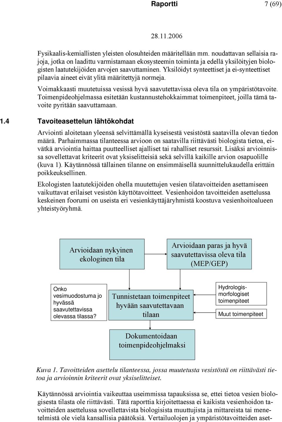 Yksilöidyt synteettiset ja ei-synteettiset pilaavia aineet eivät ylitä määritettyjä normeja. Voimakkaasti muutetuissa vesissä hyvä saavutettavissa oleva tila on ympäristötavoite.
