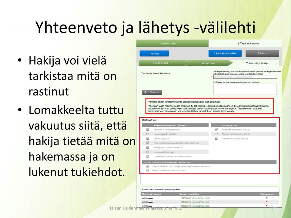 vakuutus siitä, että hakija tietää mitä on hakemassa