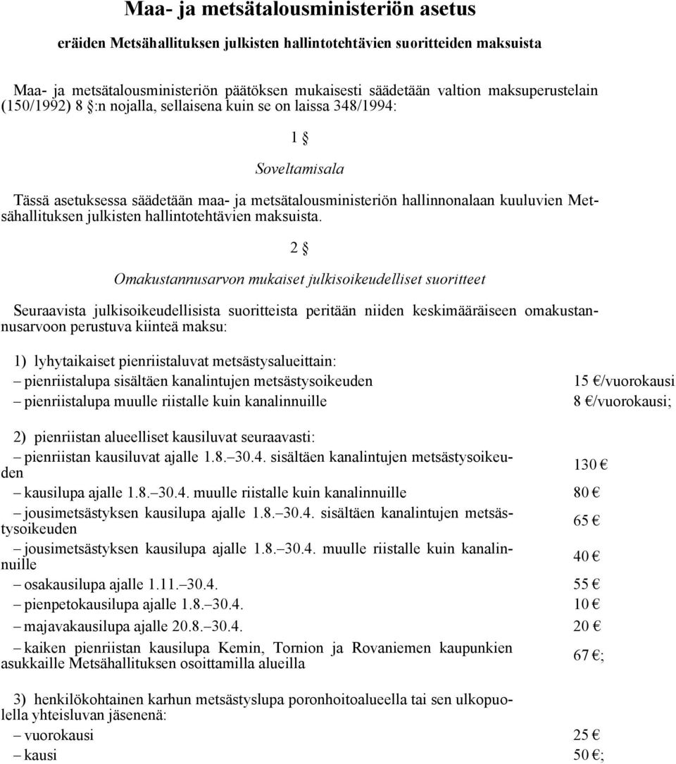 julkisten hallintotehtävien maksuista.