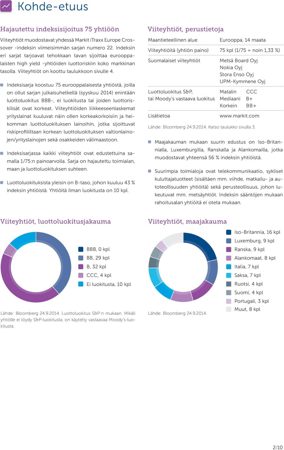 Indeksisarja koostuu 75 eurooppalaisesta yhtiöstä, joilla on ollut sarjan julkaisuhetkellä (syyskuu 2014) enintään luottoluokitus BBB-, ei luokitusta tai joiden luottoriskilisät ovat korkeat.