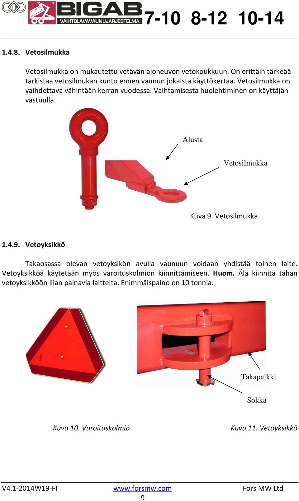 Vaihtamisesta huolehtiminen on käyttäjän vastuulla. Alusta Vetosilmukka Kuva 9.