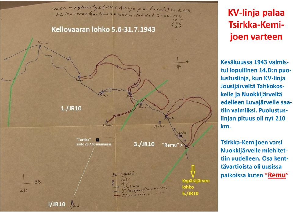 Luvajärvelle saatiin valmiiksi. Puolustuslinjan pituus oli nyt 210 km.