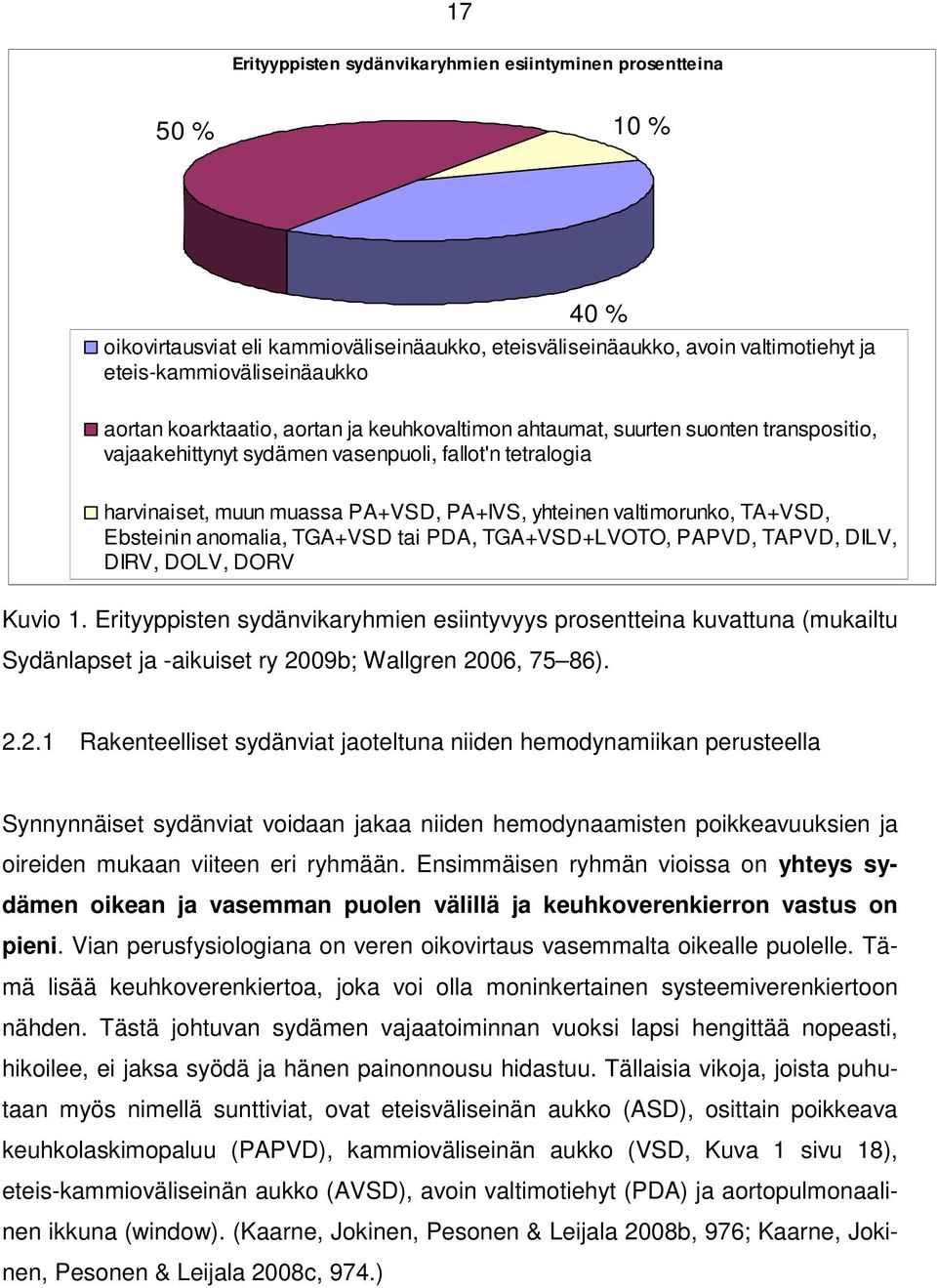 TA+VSD, Ebsteinin anomalia, TGA+VSD tai PDA, TGA+VSD+LVOTO, PAPVD, TAPVD, DILV, DIRV, DOLV, DORV Kuvio 1.