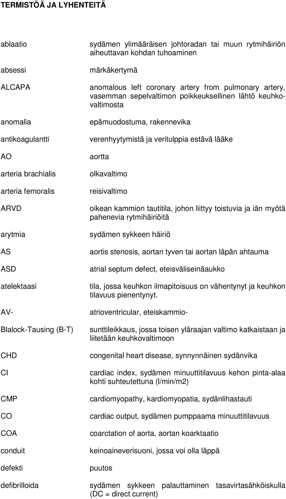 poikkeuksellinen lähtö keuhkovaltimosta epämuodostuma, rakennevika verenhyytymistä ja veritulppia estävä lääke aortta olkavaltimo reisivaltimo oikean kammion tautitila, johon liittyy toistuvia ja iän