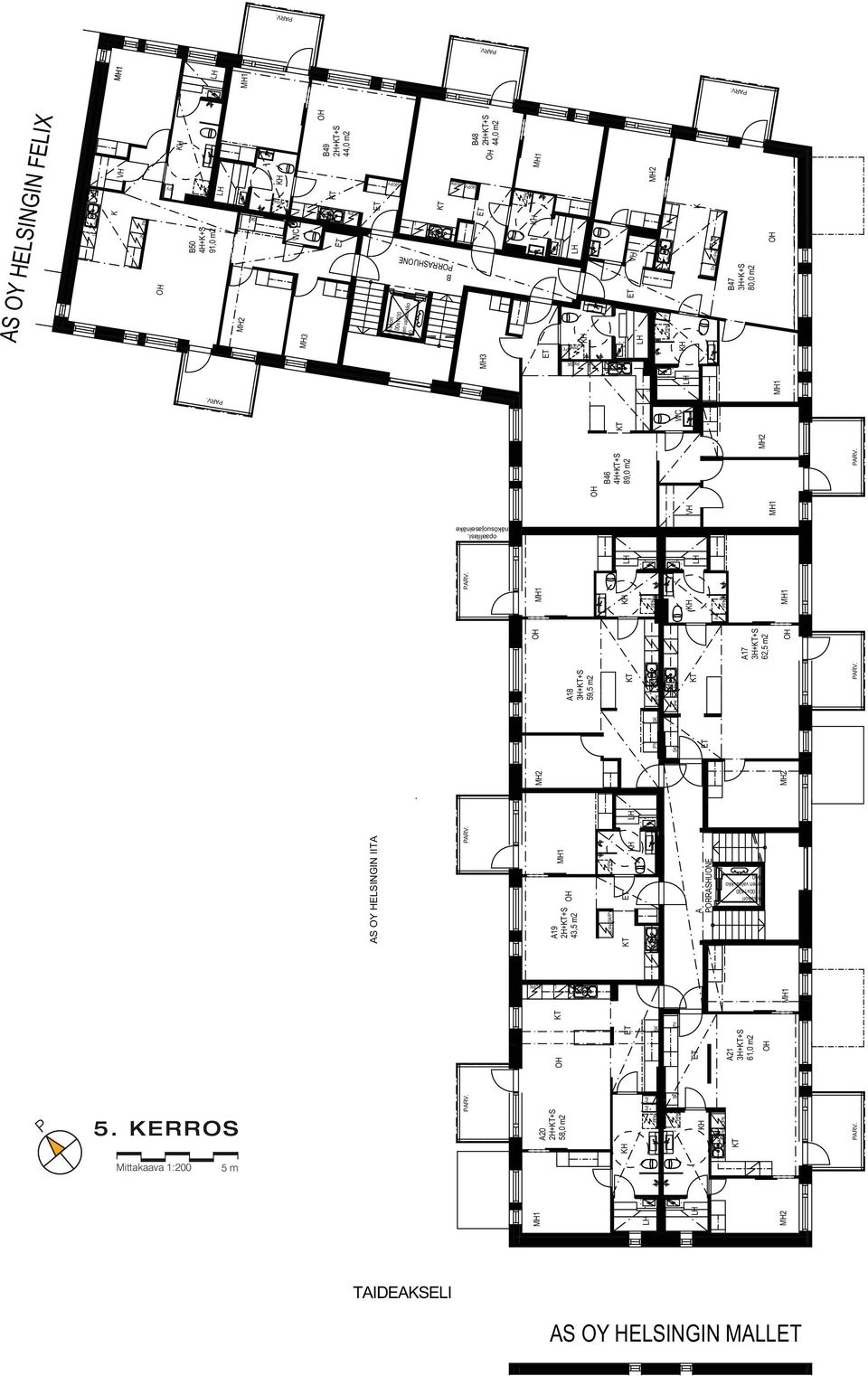 B46 4H++S 89,0 m2 A17 3H++S 62,2 B50 4H+K+S 91,0 m2 B48 2H++S 44,0 m2 JK WC WC MH3 A21 3H++S 61,0 m2