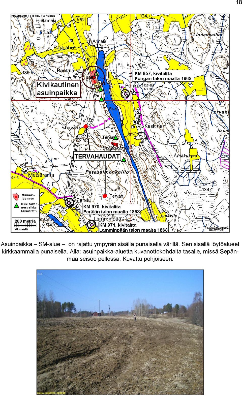 Sen sisällä löytöalueet kirkkaammalla punaisella.