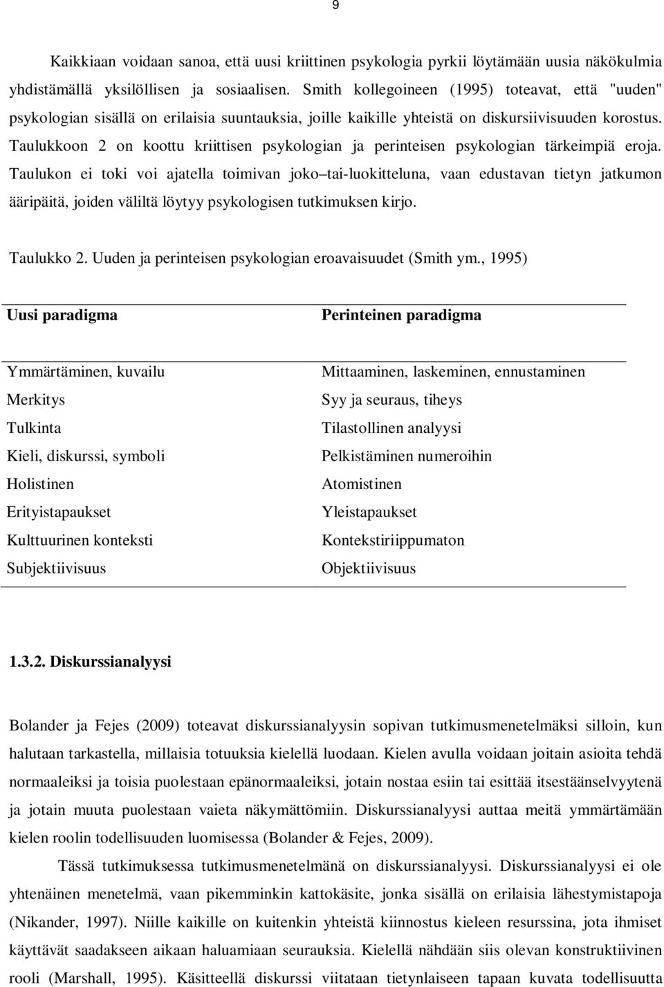 Taulukkoon 2 on koottu kriittisen psykologian ja perinteisen psykologian tärkeimpiä eroja.