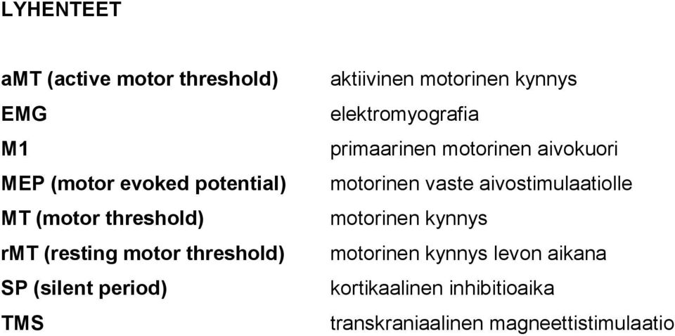 elektromyografia primaarinen motorinen aivokuori motorinen vaste aivostimulaatiolle motorinen