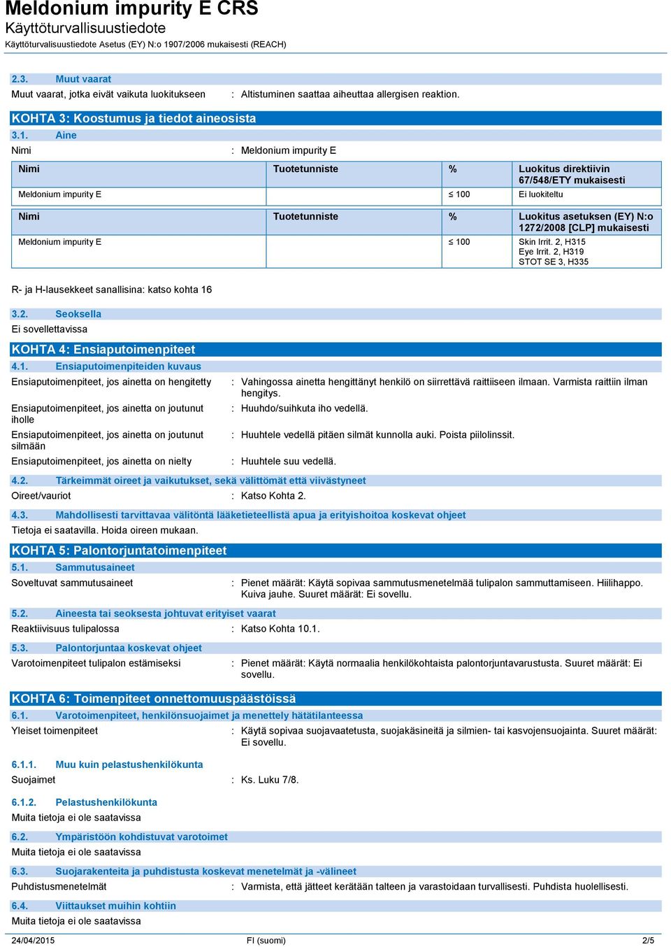 [CLP] mukaisesti Meldonium impurity E 10