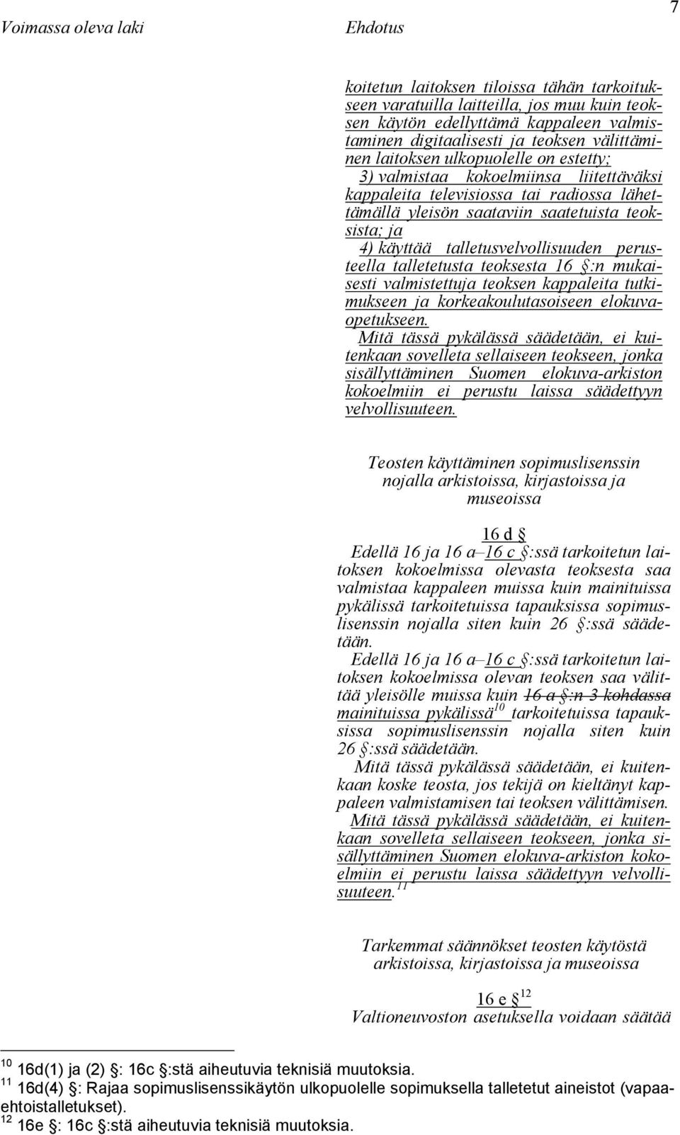 talletusvelvollisuuden perusteella talletetusta teoksesta 16 :n mukaisesti valmistettuja teoksen kappaleita tutkimukseen ja korkeakoulutasoiseen elokuvaopetukseen.