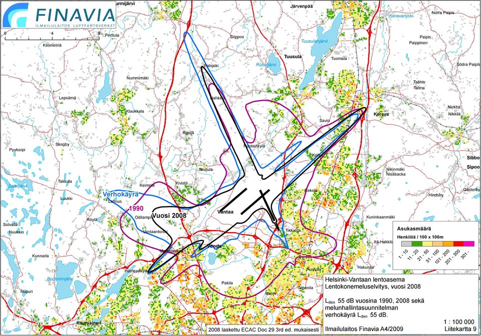 Verhokäyrä Lahnus 1990 Kivistö Keimola Odilampi Vuosi 2008 Vantaankoski Martinlaakso Hämeenkylä Vantaa Vanda Tikkurila Rekola Hakunila Kuninkaanmäki Itä-Hakkila Asukasmäärä Hindsby Immersby Henkilöä