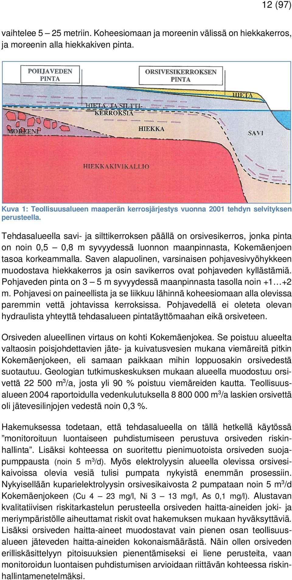 Tehdasalueella savi- ja silttikerroksen päällä on orsivesikerros, jonka pinta on noin 0,5 0,8 m syvyydessä luonnon maanpinnasta, Kokemäenjoen tasoa korkeammalla.