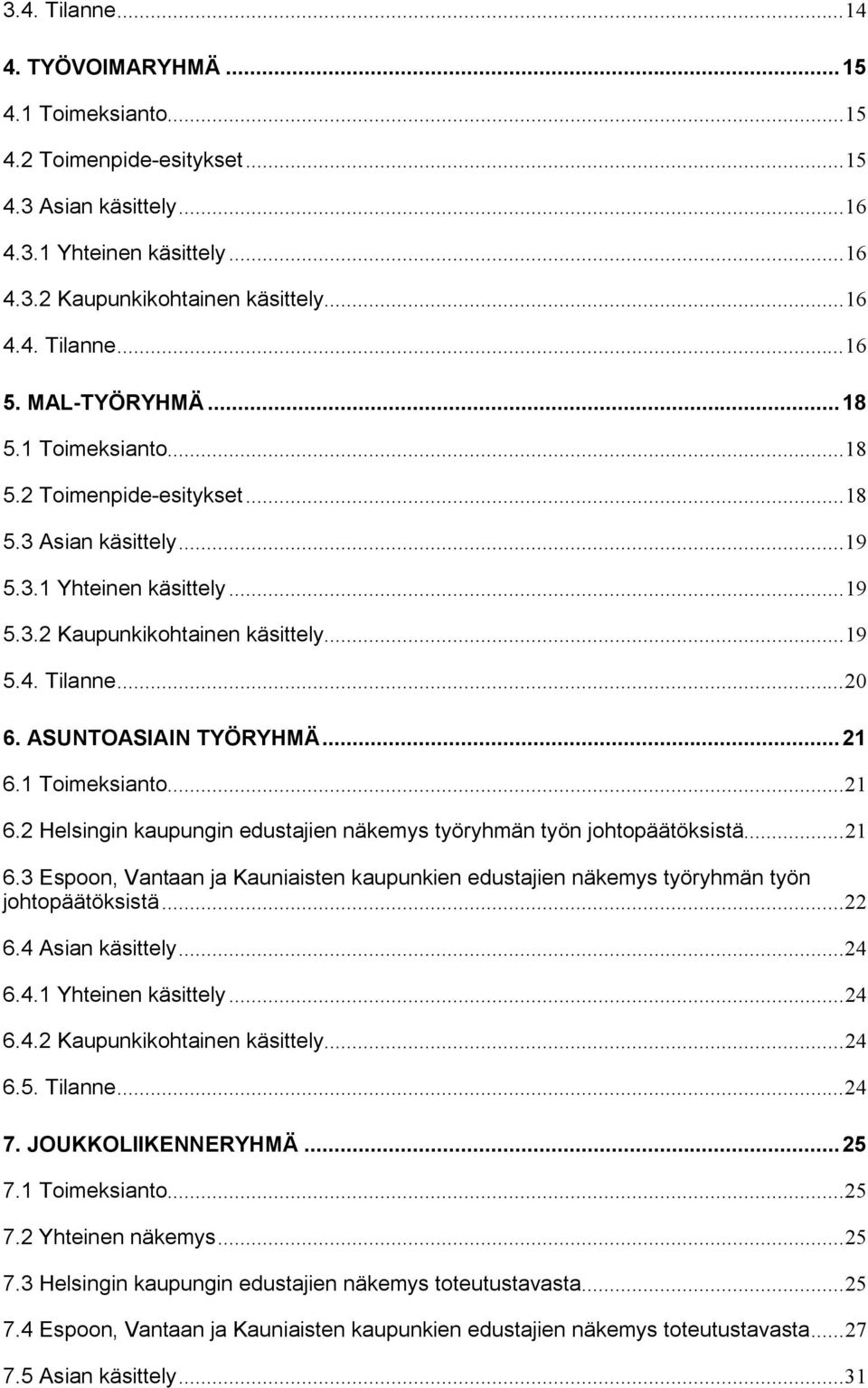 ASUNTOASIAIN TYÖRYHMÄ...21 6.1 Toimeksianto...21 6.2 Helsingin kaupungin edustajien näkemys työryhmän työn johtopäätöksistä...21 6.3 Espoon, Vantaan ja Kauniaisten kaupunkien edustajien näkemys työryhmän työn johtopäätöksistä.