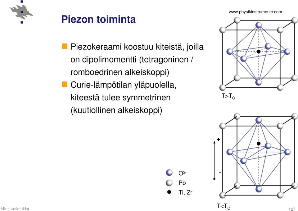 (tetragoninen / romboedrinen alkeiskoppi) Curie-lämpötilan