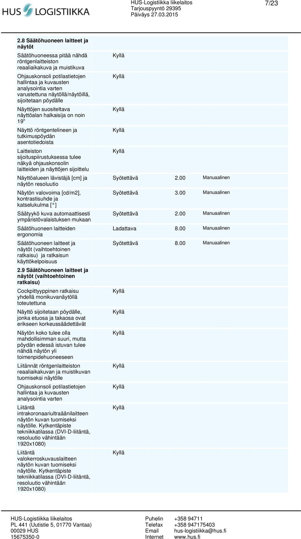 näytöllä/näytöillä, sijoitetaan pöydälle Näyttöjen suositeltava näyttöalan halkaisija on noin 19" Näyttö röntgentelineen ja tutkimuspöydän asentotiedoista Laitteiston sijoituspiirustuksessa tulee