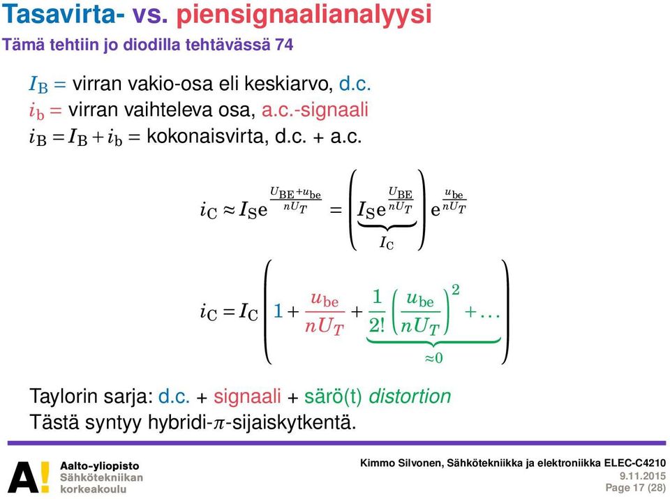i b = virran vaihteleva osa, a.c.