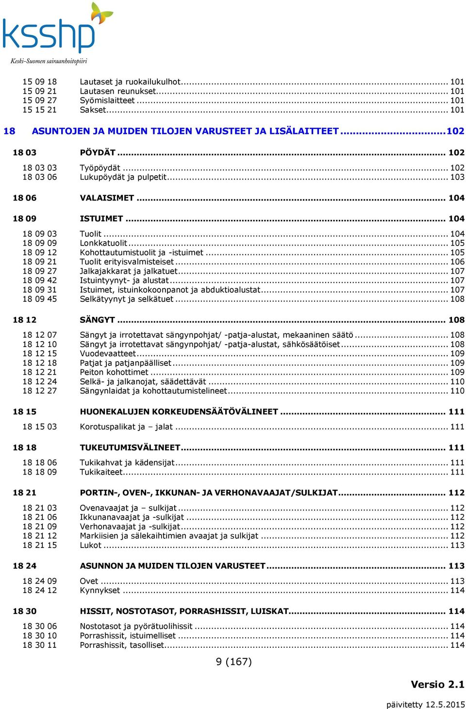 .. 105 18 09 12 Kohottautumistuolit ja -istuimet... 105 18 09 21 Tuolit erityisvalmisteiset... 106 18 09 27 Jalkajakkarat ja jalkatuet... 107 18 09 42 Istuintyynyt- ja alustat.