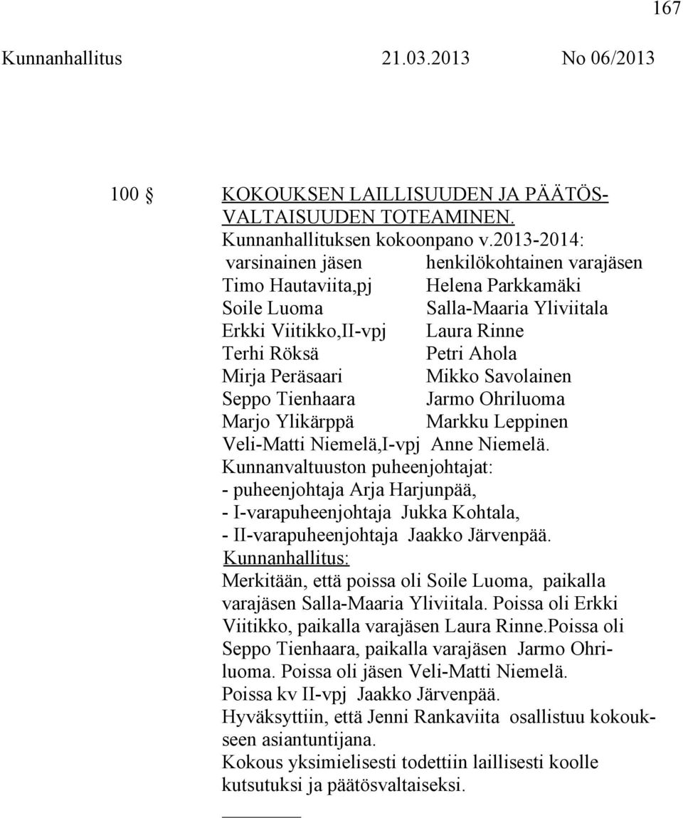 Peräsaari Mikko Savolainen Seppo Tienhaara Jarmo Ohriluoma Marjo Ylikärppä Markku Leppinen Veli-Matti Niemelä,I-vpj Anne Niemelä.