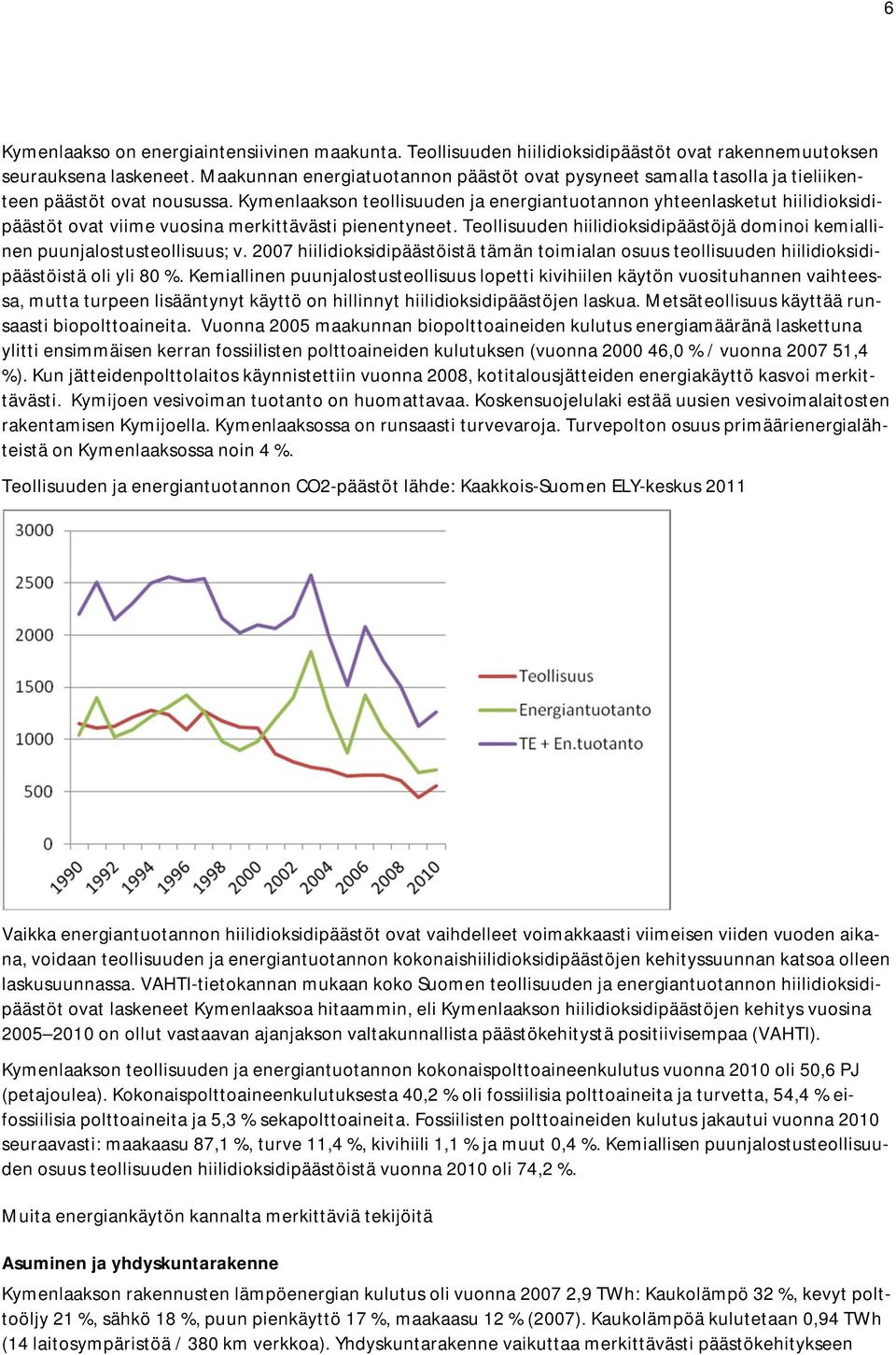 Kymenlaakson teollisuuden ja energiantuotannon yhteenlasketut hiilidioksidipäästöt ovat viime vuosina merkittävästi pienentyneet.