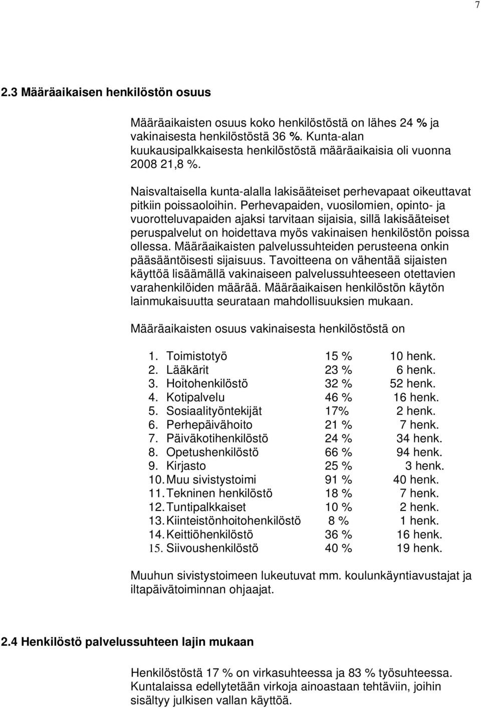 Perhevapaiden, vuosilomien, opinto- ja vuorotteluvapaiden ajaksi tarvitaan sijaisia, sillä lakisääteiset peruspalvelut on hoidettava myös vakinaisen henkilöstön poissa ollessa.