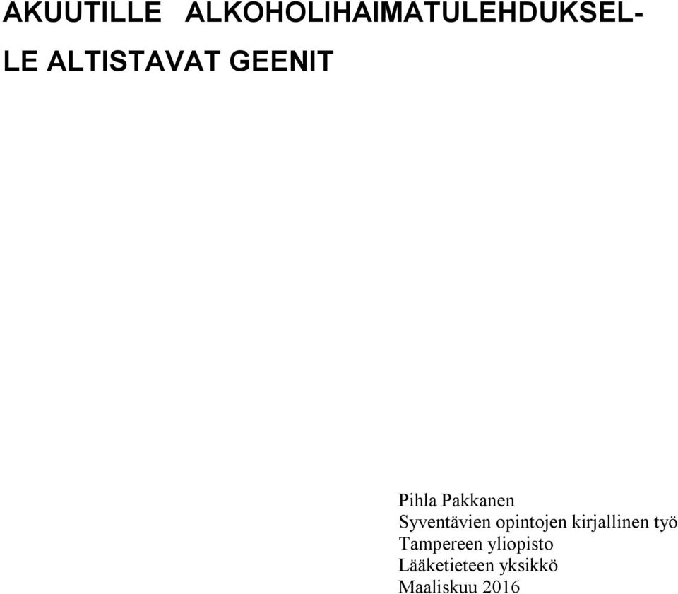 Syventävien opintojen kirjallinen työ