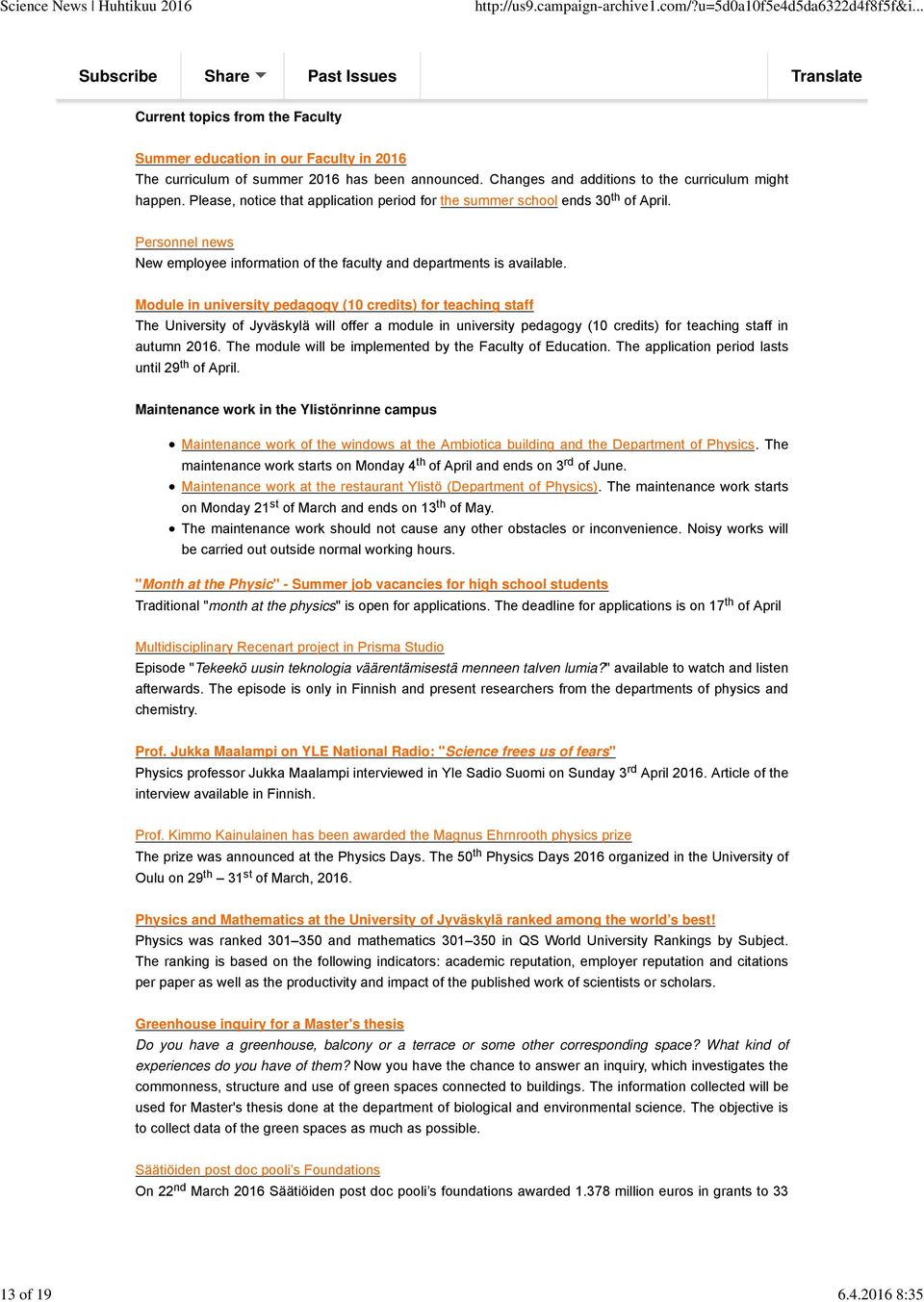 Personnel news New employee information of the faculty and departments is available.