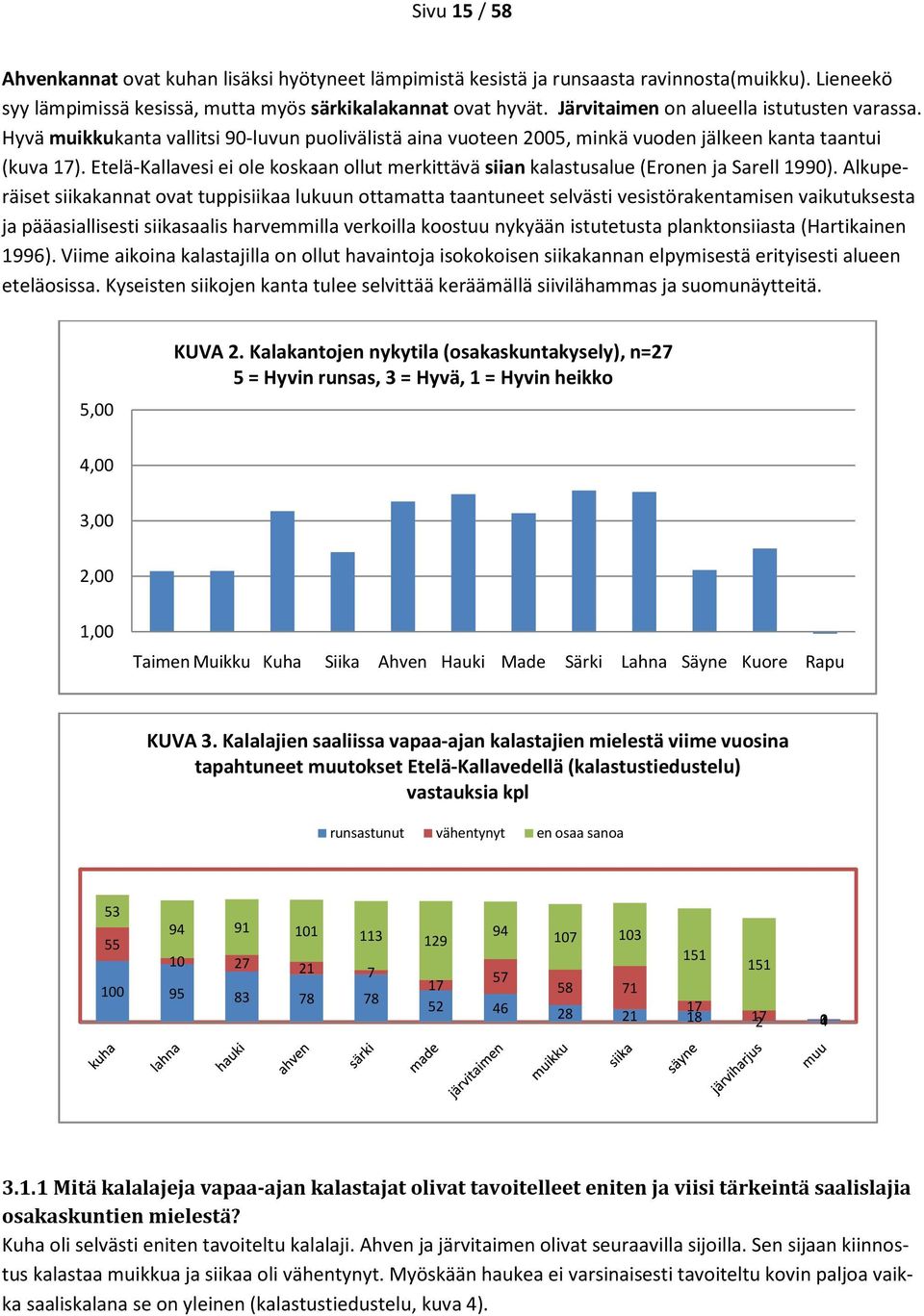 Etelä-Kallavesi ei ole koskaan ollut merkittävä siian kalastusalue (Eronen ja Sarell 1990).